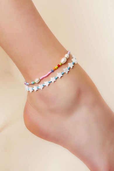 Tobillera noche estrellada - Colección playa Blanco Conchas h5 Imagen2